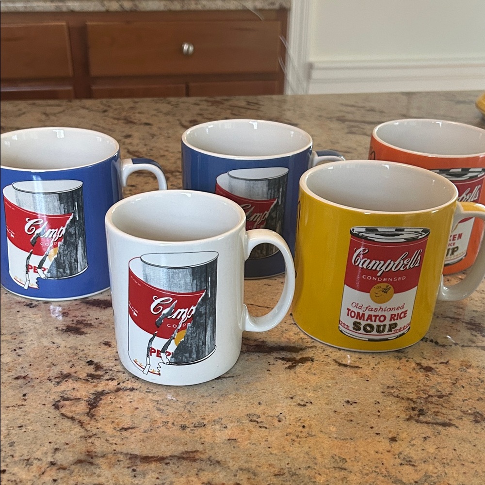Andy Warhol Campbell’s Soup Mug Set of 5 Various Sizes